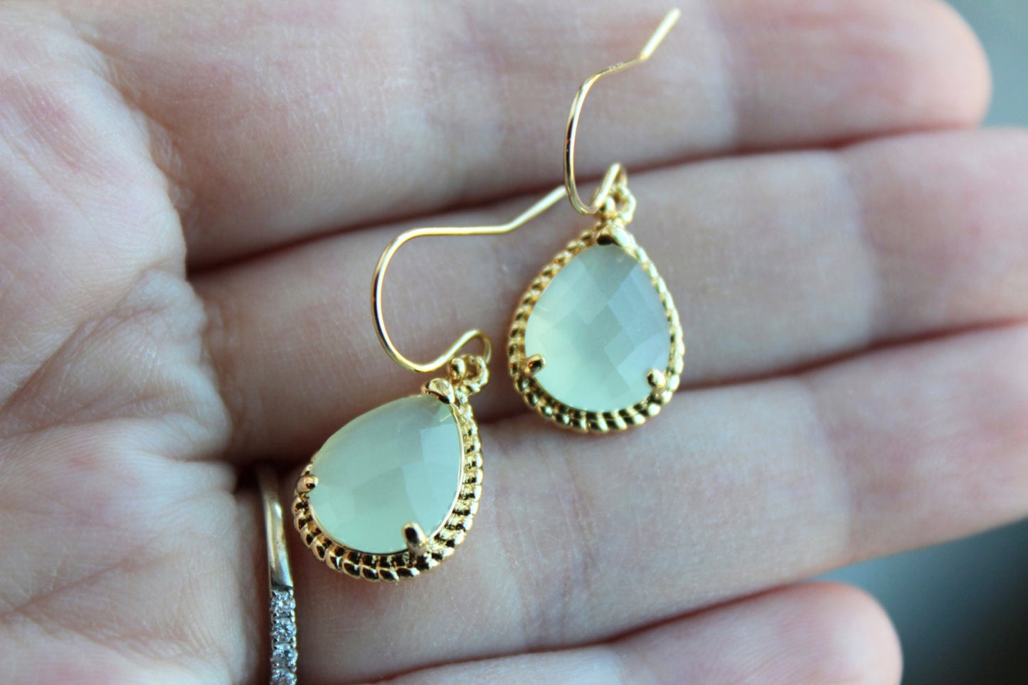 Gold Soft Mint Earrings Seafoam Green Jewelry - Mint Bridesmaid Jewelry Seafoam Bridesmaid Earrings - Mint Blue Wedding Jewelry Earrings