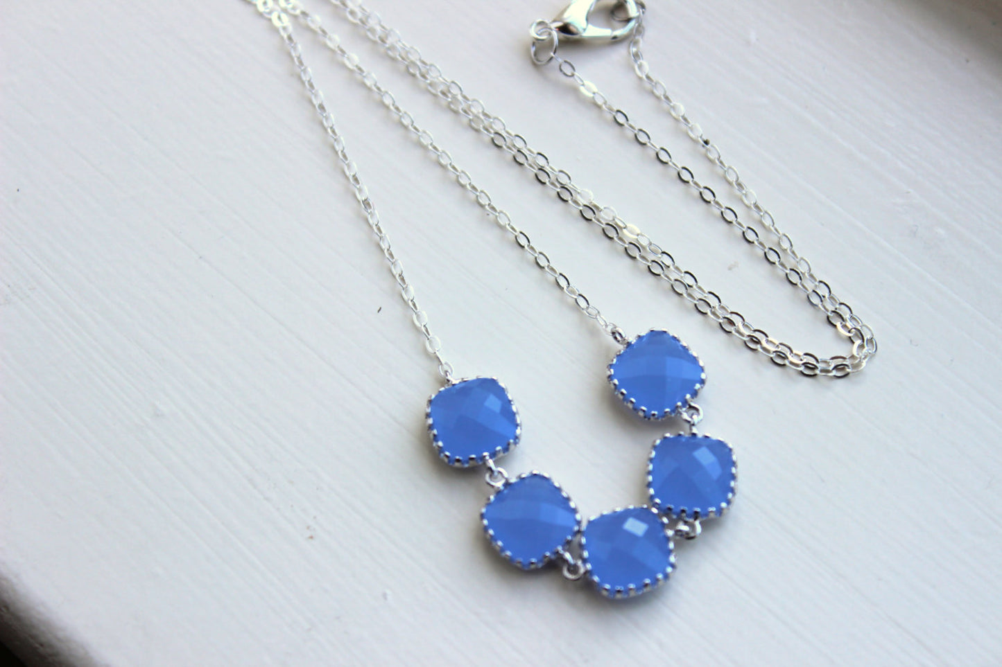 Silver Periwinkle Necklace Lavender Blue Jewelry - Bridesmaid Gift - Bridal Necklace Periwinkle Wedding Jewelry - Bridesmaid Jewelry