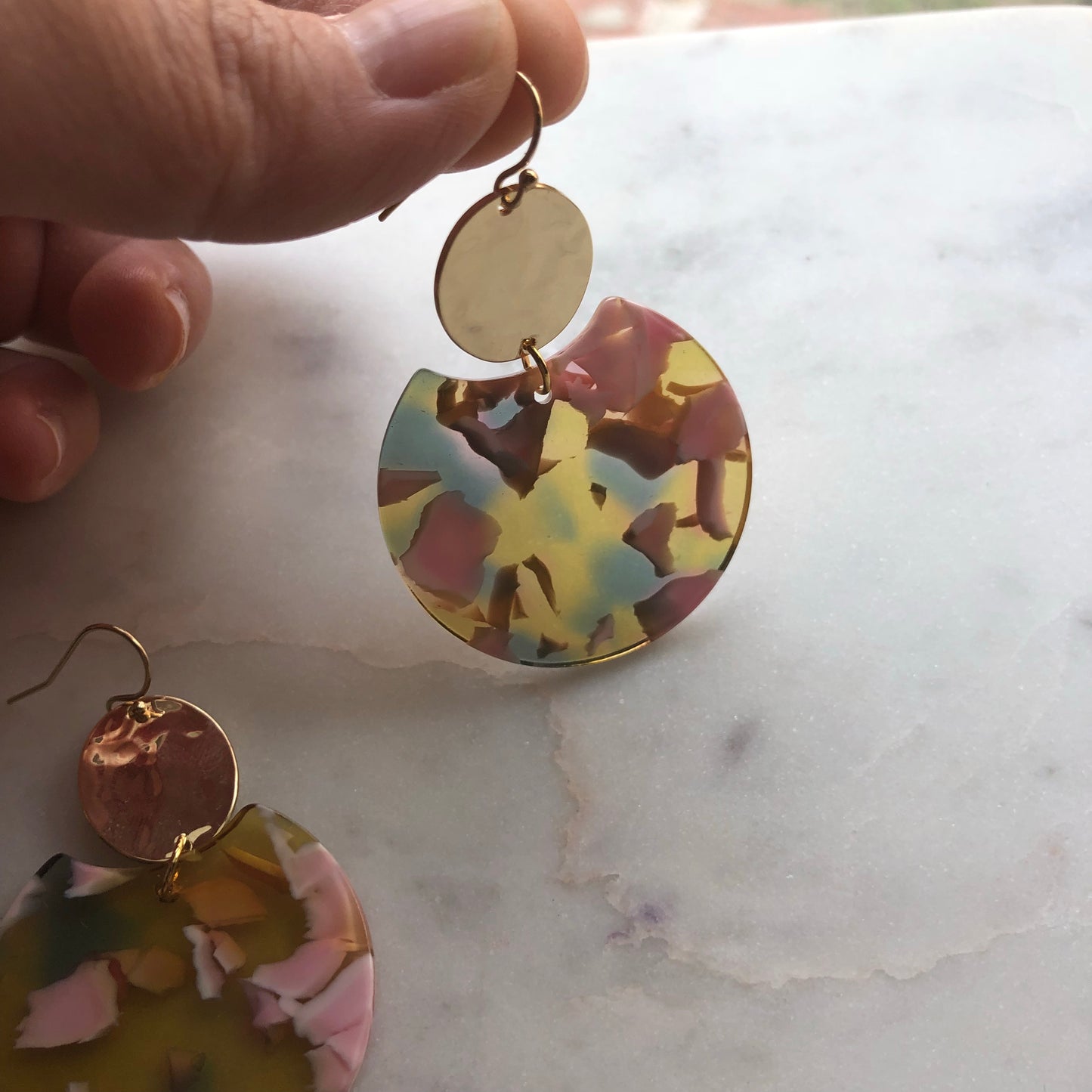 Gold Tortoise Shell Acrylic Earrings