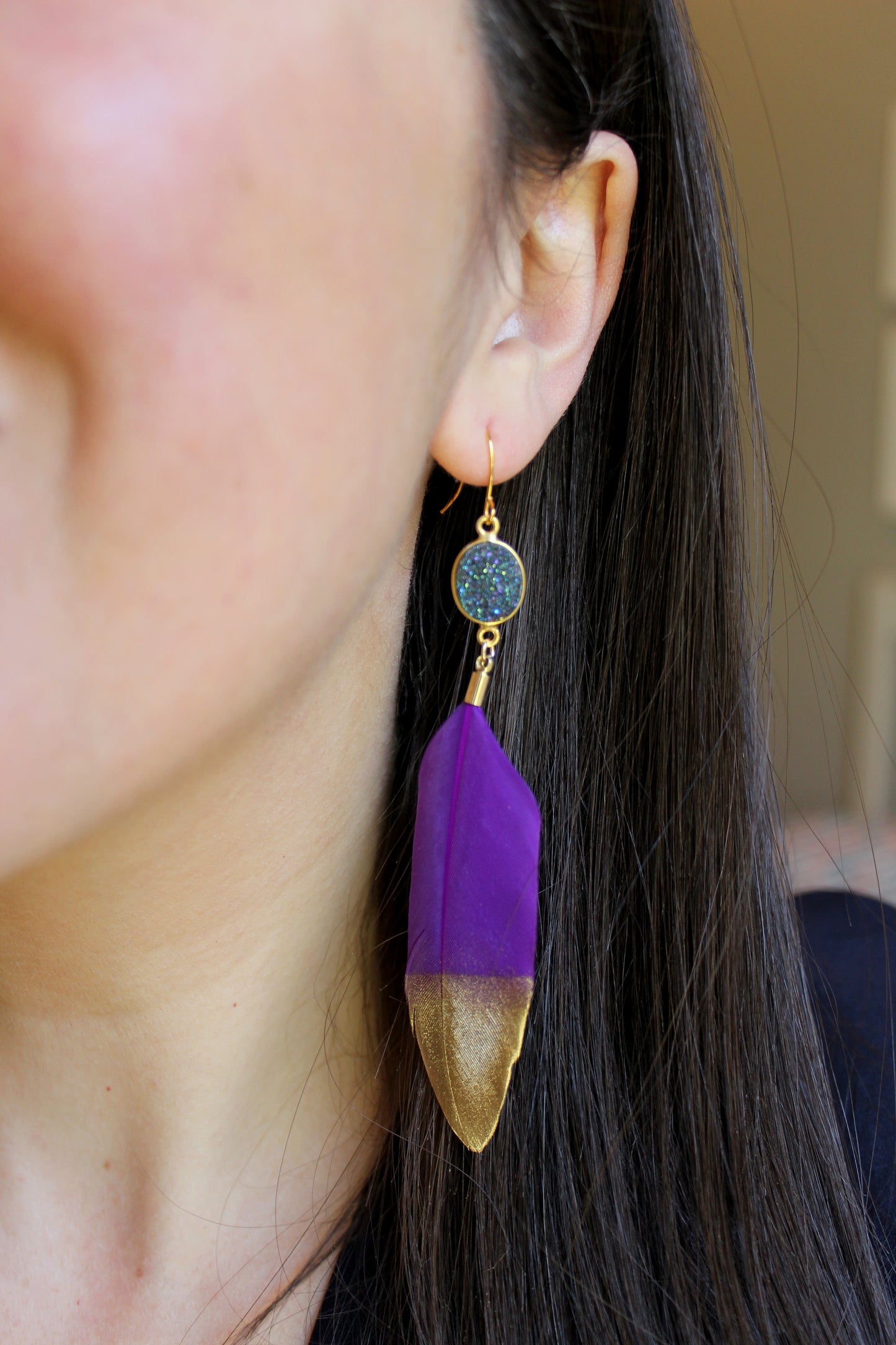 Mardi Gras Feather Earrings, Mardi Gras Jewelry