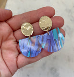 Summer Earrings, Summer Jewelry, Blue Earrings, Acrylic Stud Earrings