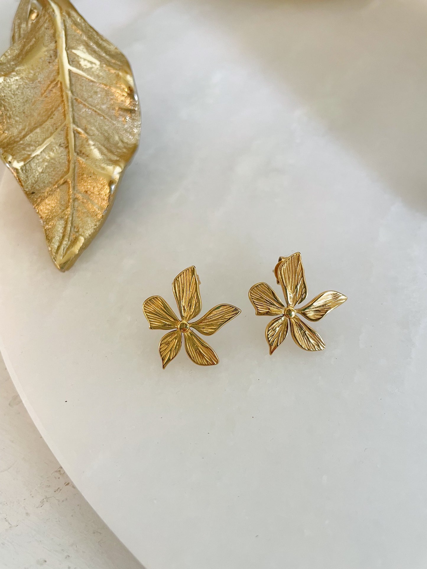 PREORDER Gold Flower Stud Earrings, Flower Jewelry