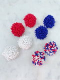 4th of July Earrings, Patriotic Jewelry, Red White and Blue, Memorial Day Jewelry, Beaded Earrings, Stud Earrings