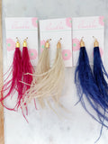 Feather Earrings, Tassel Earrings, Patriotic Jewelry, Red White and Blue, 4th of July Earrings, Patriotic Earrings