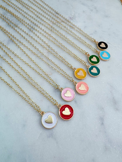 Colorful Heart Necklace, Valentine's Day Jewelry