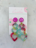 Summer Earrings, Colorful Statement Earrings, Heart Earrings, Hot Pink Stud Earrings