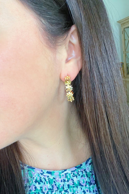 Gold Flower Hoop Earrings