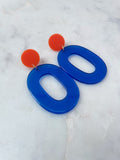 Orange and Blue Earrings, Stud Earrings, Gameday Jewelry, Gameday Earrings, Football Earrings, Orange and Blue Jewelry, Sports Fan Outfit