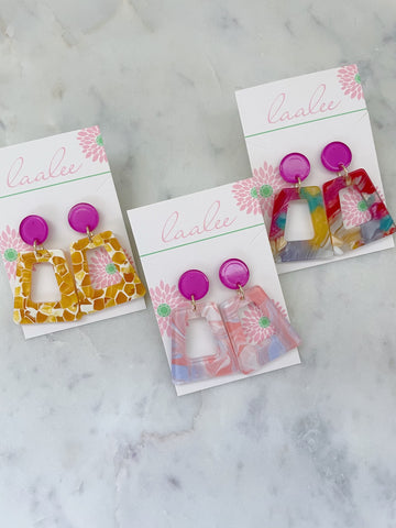 Summer Earrings, Acrylic Stud Earrings, Acrylic Jewelry, Statement Earrings, Colorful