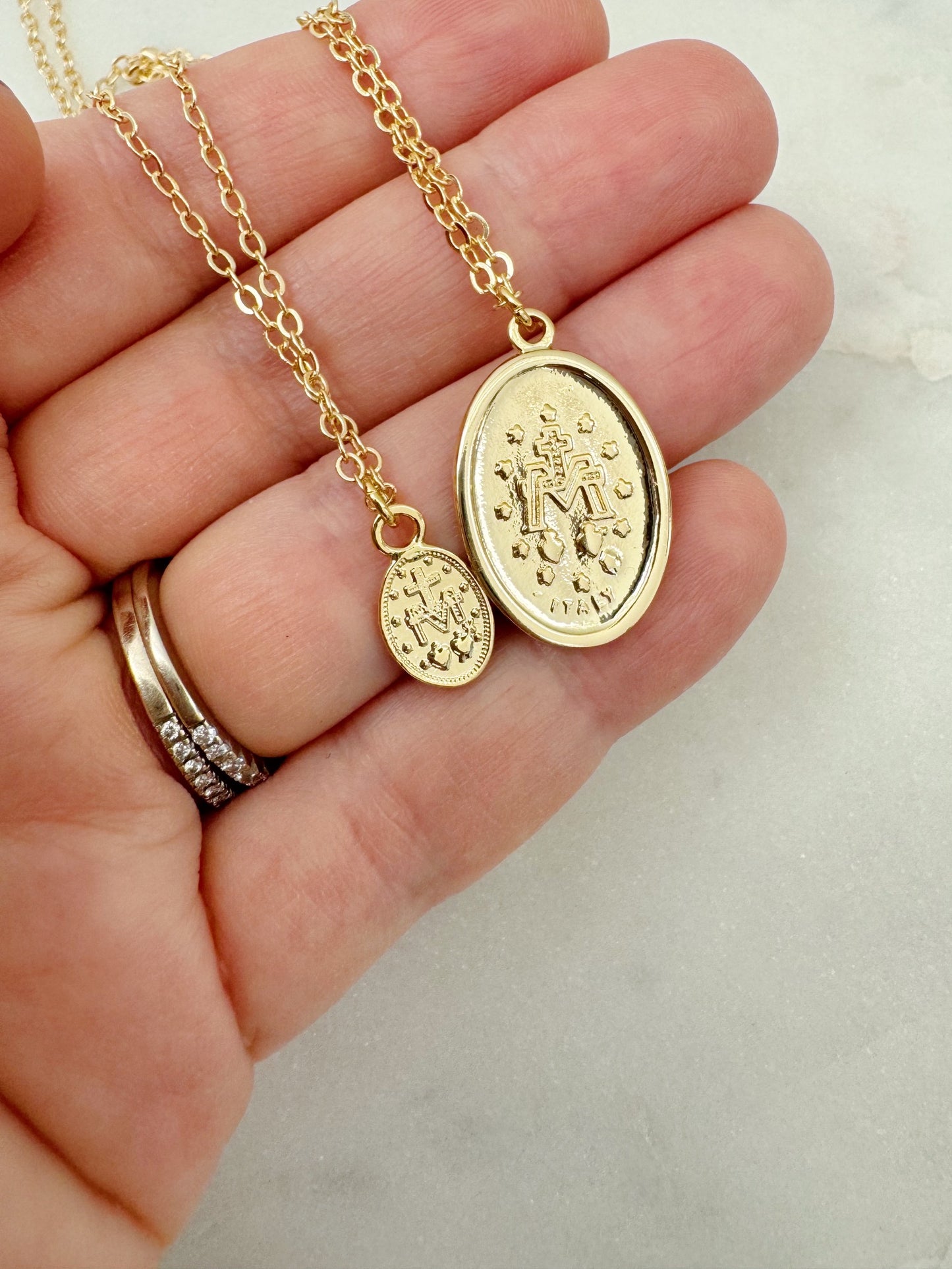 Virgin Mary Necklace, Miraculous Medal Necklace, Blessed Mother Necklace, Gold Mary Necklace, Gold Mary Jewelry, Madonna Necklace