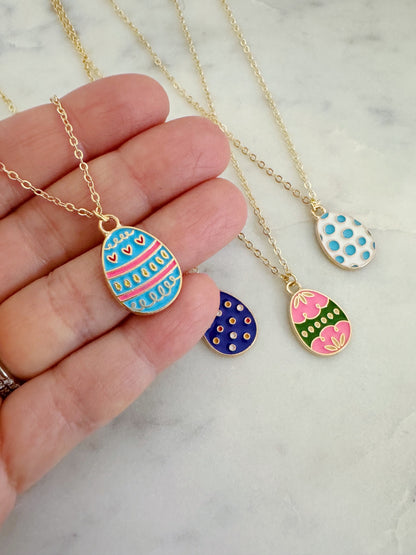 Easter Egg Necklace, Easter Basket Gift Idea, Kid Jewelry, 14k Gold Filled Chain