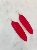 1 Red Feather Earrings, Feather Jewelry, Boho Jewelry, Valentine's Day Jewelry