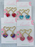 Gold Heart Earrings, Heart Post Earrings, Colorful Heart Earrings, Valentine's Day Earrings, Valentine's Day Jewelry