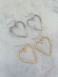 Gold Heart Earrings, Silver Heart Earrings, Heart Jewelry, Valentine's Day Jewelry, Valentine's Day Gift, Gift for Her