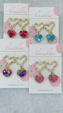Gold Heart Earrings, Heart Post Earrings, Colorful Heart Earrings, Valentine's Day Earrings, Valentine's Day Jewelry