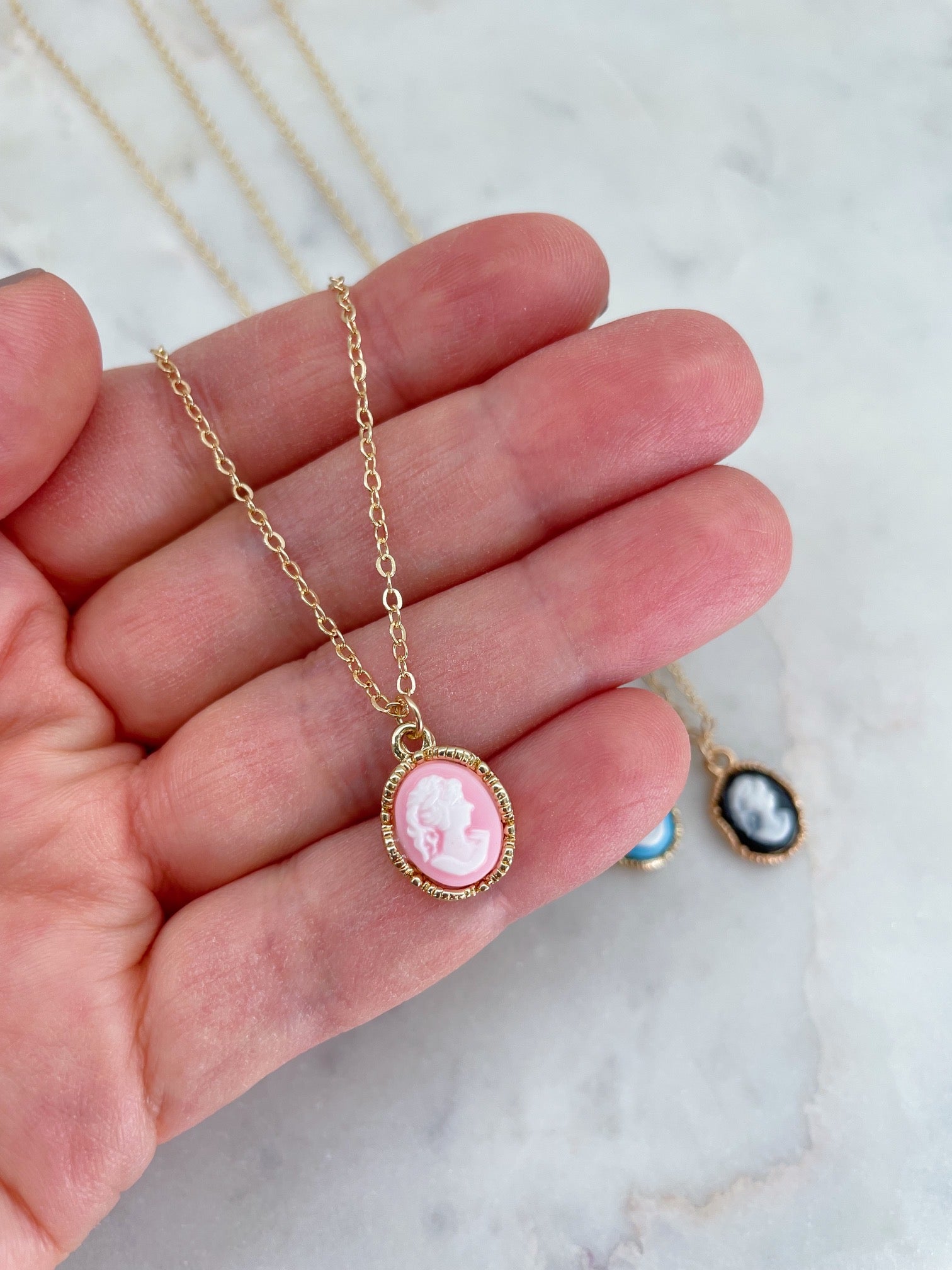 Pink Cameo Necklace Little Lovelies Pink Cameo Pearly Necklace