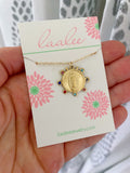Gold Virgin Mary Pendant, Colorful Religious Jewelry, Religious Necklace