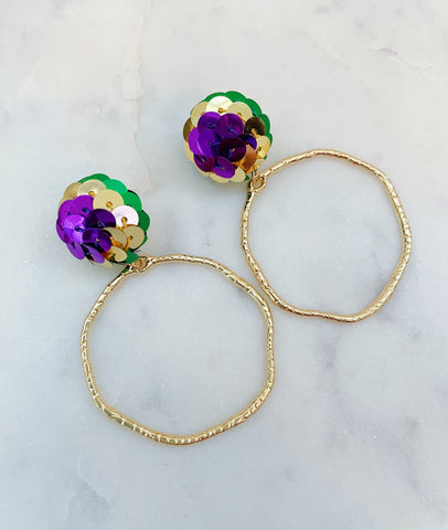 Mardi Gras Earrings, Mardi Gras Jewelry, Mardi Gras Stud Earrings, Mardi Gras Post Earrings