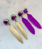 Mardi Gras Earrings, Mardi Gras Jewelry, Feather Earrings, Sequin Earrings