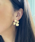Gold Metal Flower Stud Earrings
