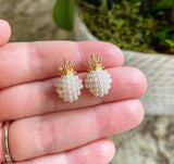Pearl Pineapple Stud Earrings, Pineapple Jewelry