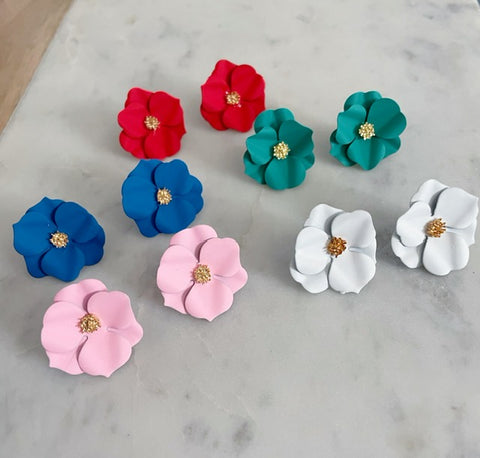 Colorful Flower Stud Earrings, Flower Jewelry