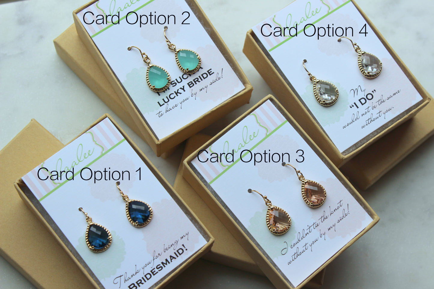 Bridesmaid Earrings - Choose Color & Card