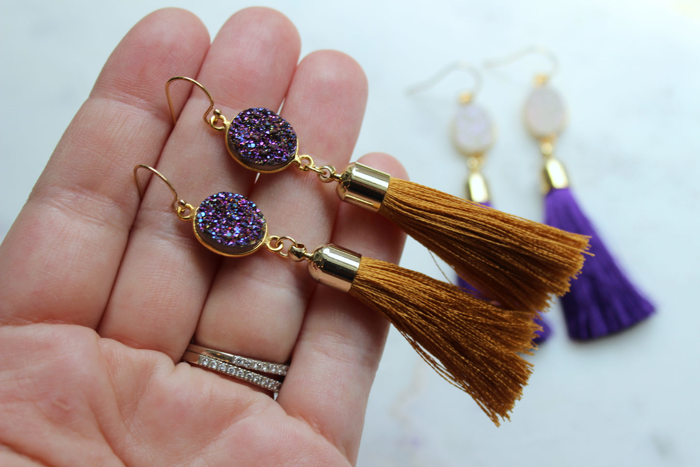 LSU Earrings, Purple and Gold Earrings, Tassel Earrings