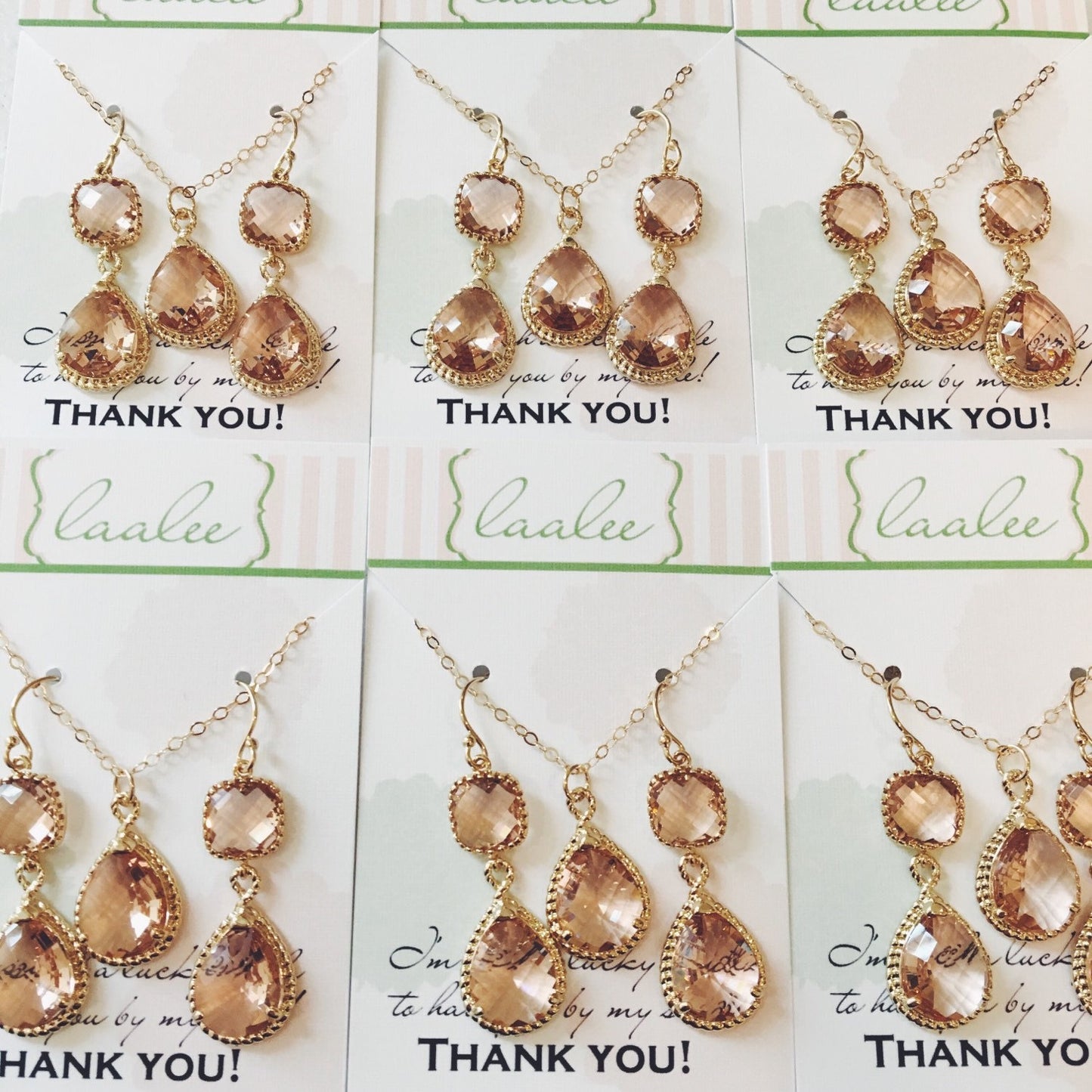 Blush Jewelry Set, Gold Blush Earrings, Blush Bridal Set, Champagne Earrings, Blush Bridesmaid Jewelry, Thank you for being my Bridesmaid