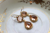 Blush Earrings Gold Earrings Pink Earrings Blush Jewelry Champagne Jewelry Champagne Earrings Bridesmaid Gift Bridesmaid Jewelry Wedding