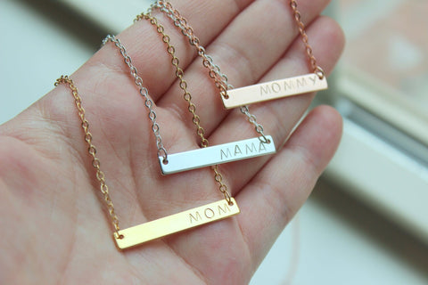 Personalized Mama Necklace, Mama Jewelry, Mom Necklace Gift Mothers Day Gift , Mommy Necklace, Gold Bar Necklace, Bar Jewelry, Push Present