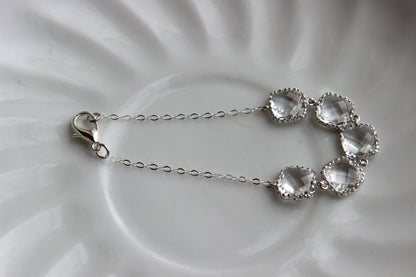 Crystal Bracelet Silver Jewelry Clear Bracelet - Crystal Bridesmaid Bracelet - Bridal Bracelet Crystal Wedding Jewelry - Bridesmaid Gift