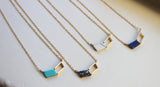 Gold Chevron Necklace, Chevron Jewelry, Geometric Necklace Turquoise Marble Howlite Lapis Christmas Gift for Her Minimalist Necklace Dainty