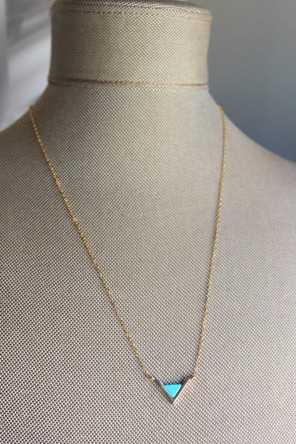 Silver Triangle Necklace Triangle Jewelry Geometric Necklace Turquoise Labradorite Marble Minimalist Jewelry Dainty Necklace Gift for Her