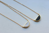 Half Moon Necklace, Howlite Jewelry, Black White Howlite Necklace, Gold Dainty Necklace, Minimalist Necklace, Marble Necklace Stone Jewelry