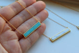 Howlite Necklace, Bar Necklace Gold, Howlite Jewelry, Marble Bar Jewelry Statement Necklace Turquoise Black White Bar Christmas Gift for Her
