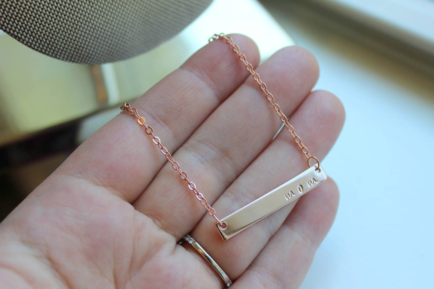 READY TO SHIP Mothers Day Jewelry, Mothers Day Gift, Mom Necklace, Mom Jewelry, Rose Gold Bar Necklace, Rose Gold Bar Jewelry, Push Present