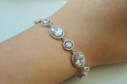 Bridal Bracelet, Wedding Bracelet, Wedding Jewelry, Statement Bracelet, CZ Crystal Bracelet, Clear Bridal Jewelry, Silver Clear Jewelry Gift