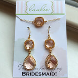 Bridesmaid Jewelry Set, Bridesmaid Gift, Champagne Jewelry, Blush Jewelry Set, Wedding Gift, Champagne Earrings, Blush Wedding Jewelry