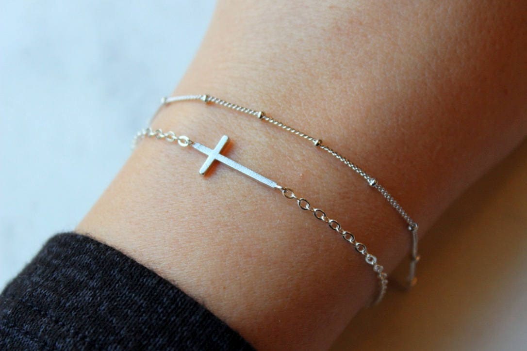 Dainty Silver Bracelet Set