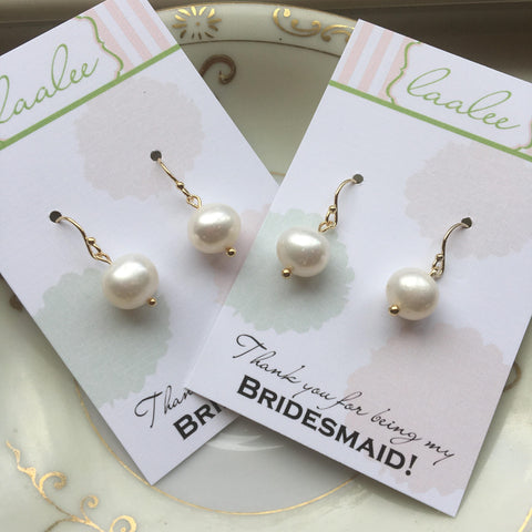 White Freshwater Pearl Earrings, Pearl Jewelry, Simple Jewelry, Bridesmaid Gift, Bridal Party Gift Gold Bridesmaid Jewelry, Wedding Jewelry