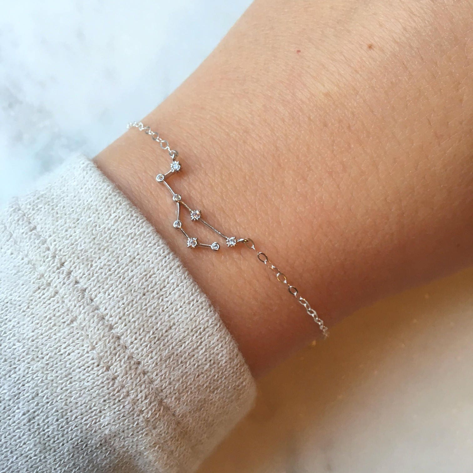 Aquarius Bracelets, Sterling Silver Bracelets, Astrology Bracelet,  Constellation Brace on Luulla