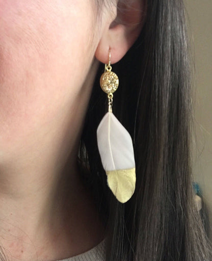 Silver Dipped Feather Earrings