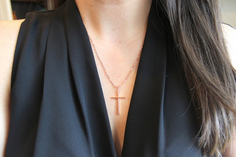 Rose Gold Cross Necklace, Rose Gold Cross Jewelry, 21st Birthday Gift, Best Godmother Gifts, Gift for Godmother, Mother In Law Gift