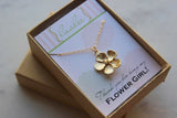 Flower Girl Necklace, Flower Girl Gift, Flower Girl Proposal, Gold Flower Necklace, Silver Flower Necklace, Nature Lover Gift, Botanical