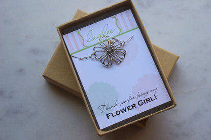 Flower Girl Bracelet, Flower Girl Gift, Flower Girl Jewelry, Flower Girl Proposal, Thank you for being my Flower Girl, Gold Flower Bracelet