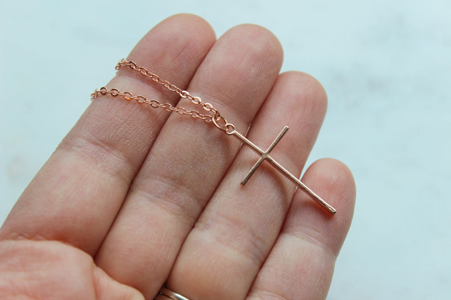 Rose Gold Cross Necklace, Rose Gold Cross Jewelry, 21st Birthday Gift, Best Godmother Gifts, Gift for Godmother, Mother In Law Gift