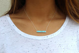 Howlite Necklace, Bar Necklace Silver, Howlite Jewelry, Marble Bar Jewelry Statement Necklace Turquoise Black White Bar Valentines Day Gift