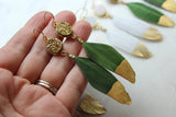 Feather Earrings, Druzy Earrings, Gold Feather Earrings, Gold Druzy Earrings, Feather Jewelry, Druzy Jewelry, Fall Trendy Earrings, Gift