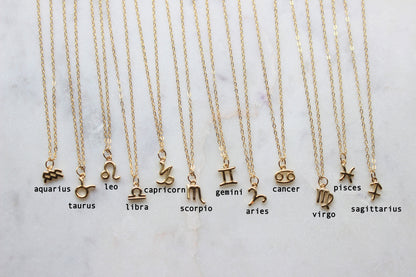 Gold Zodiac Necklace, Celestial Jewelry, Mindfulness Gift, Gift for Her Under 30, Wanderlust Jewelry, Best Friend Gift Zodiac Charm Necklace